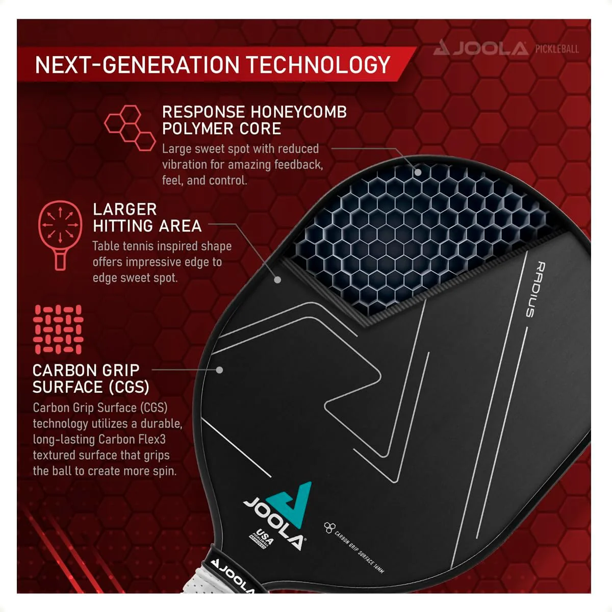 JOOLA Radius CGS 16 Pickleball Paddle - Image 7